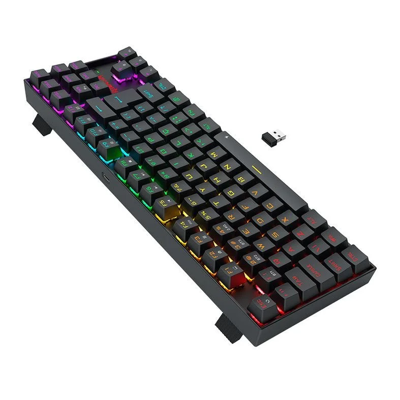 Imagem 2 de 5 do produto Teclado Mecanico Gamer Redragon Kumara Elite Rainbow, Wireless, Switch Blue, Preto - K552-krs