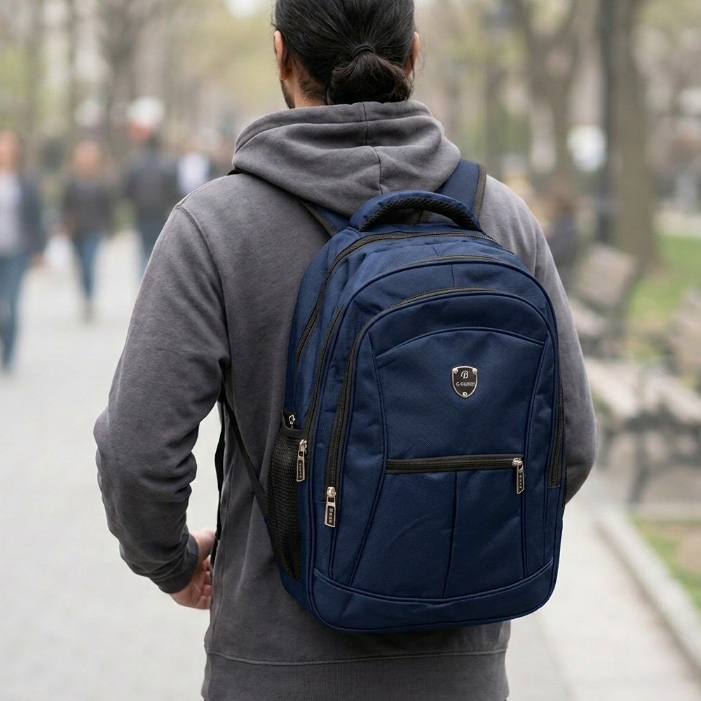 Mochila Azul Impermeável Usb Fone Notebook 40l Escolar Viagem - B Bom