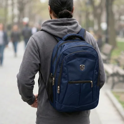 Mochila Azul Impermeável Usb Fone Notebook 40l Escolar Viagem - B Bom