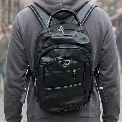 Mochila Pequena Pu Notebook 15" Couro Sintético Executiva Cabo Aço - Kimtino