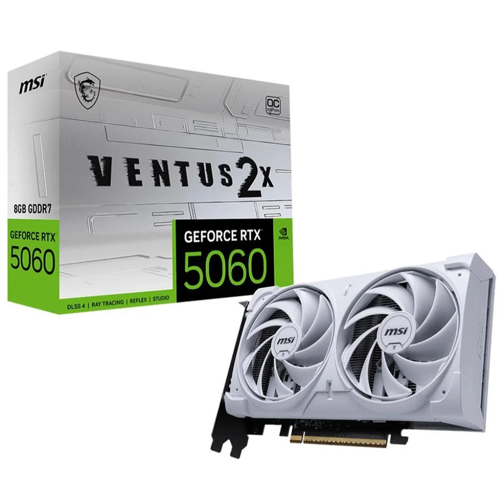 Placa De Vídeo Msi Nvidia Geforce RTX 5060 Ventus 2x Oc White, 8GB, Gddr7, Dlss, Ray Tracing, 912-v537-018