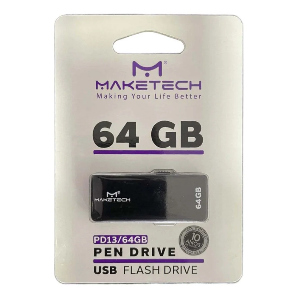 Imagem 2 de 5 do produto Pen Drive 64gb Usb Flash Disk 2.0 Prático Maketech Pd13/64