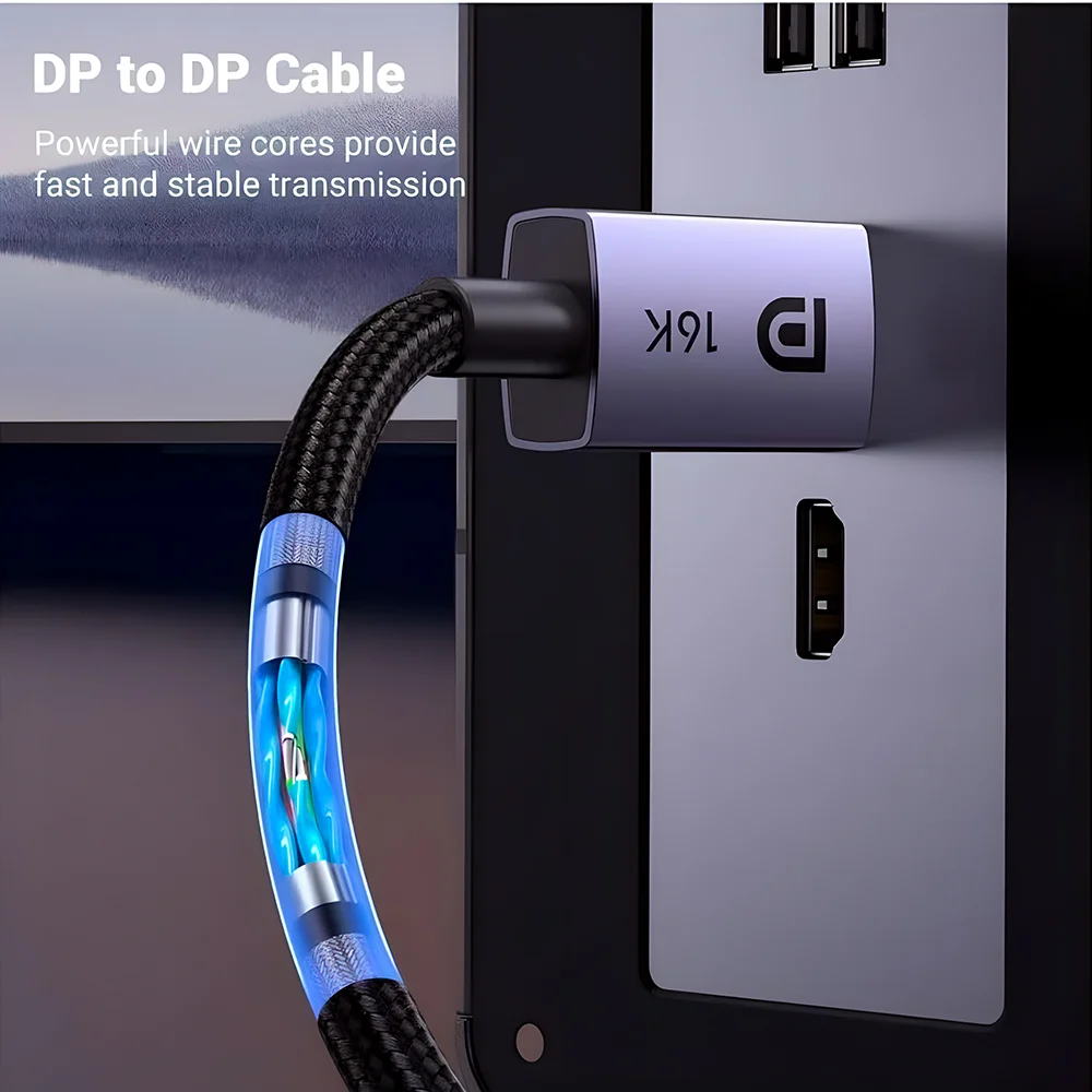 Imagem 3 de 5 do produto Cabo Displayport 2.1 Ugreen 16k 1m Monitor Gamer PC 4k 8k