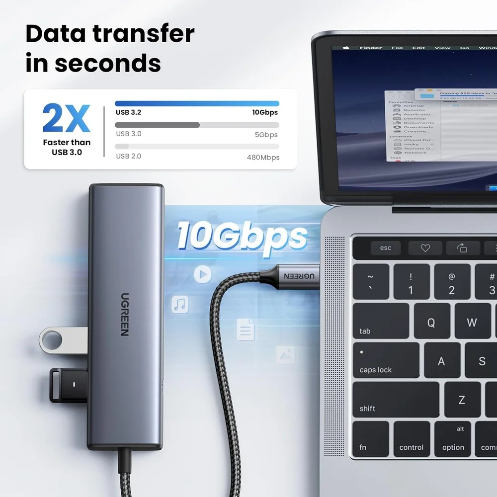 Imagem 5 de 5 do produto Hub Usb-c Ugreen 6 Em 1 10gbps Rj45 Ethernet Usb-a Usb-c 3.2