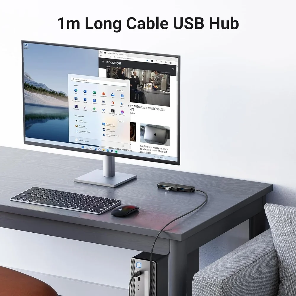 Imagem 4 de 5 do produto Hub Usb 3.0 Ugreen 4 Portas 5gbps Ultra Slim Para PC Cabo 1m