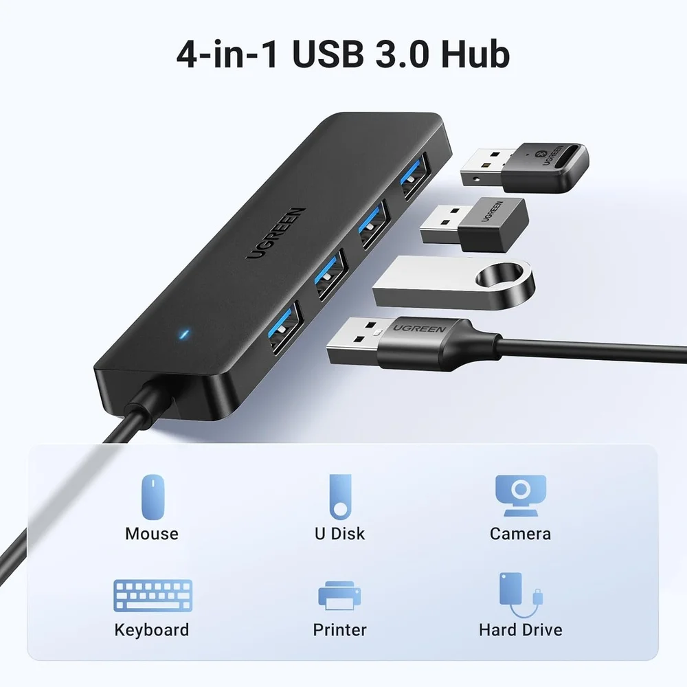 Imagem 5 de 5 do produto Hub Usb 3.0 Ugreen 4 Portas 5gbps Ultra Slim Para PC Cabo 1m