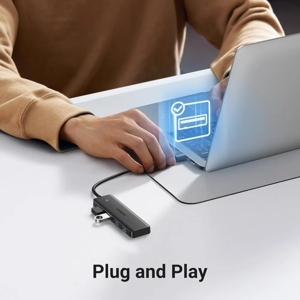 Imagem 3 de 5 do produto Hub Usb 3.0 Ugreen 4 Portas Ultra Fino Adaptador PC Notebook