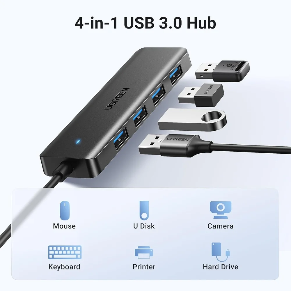 Imagem 5 de 5 do produto Hub Usb 3.0 Ugreen 4 Portas Ultra Fino Adaptador PC Notebook