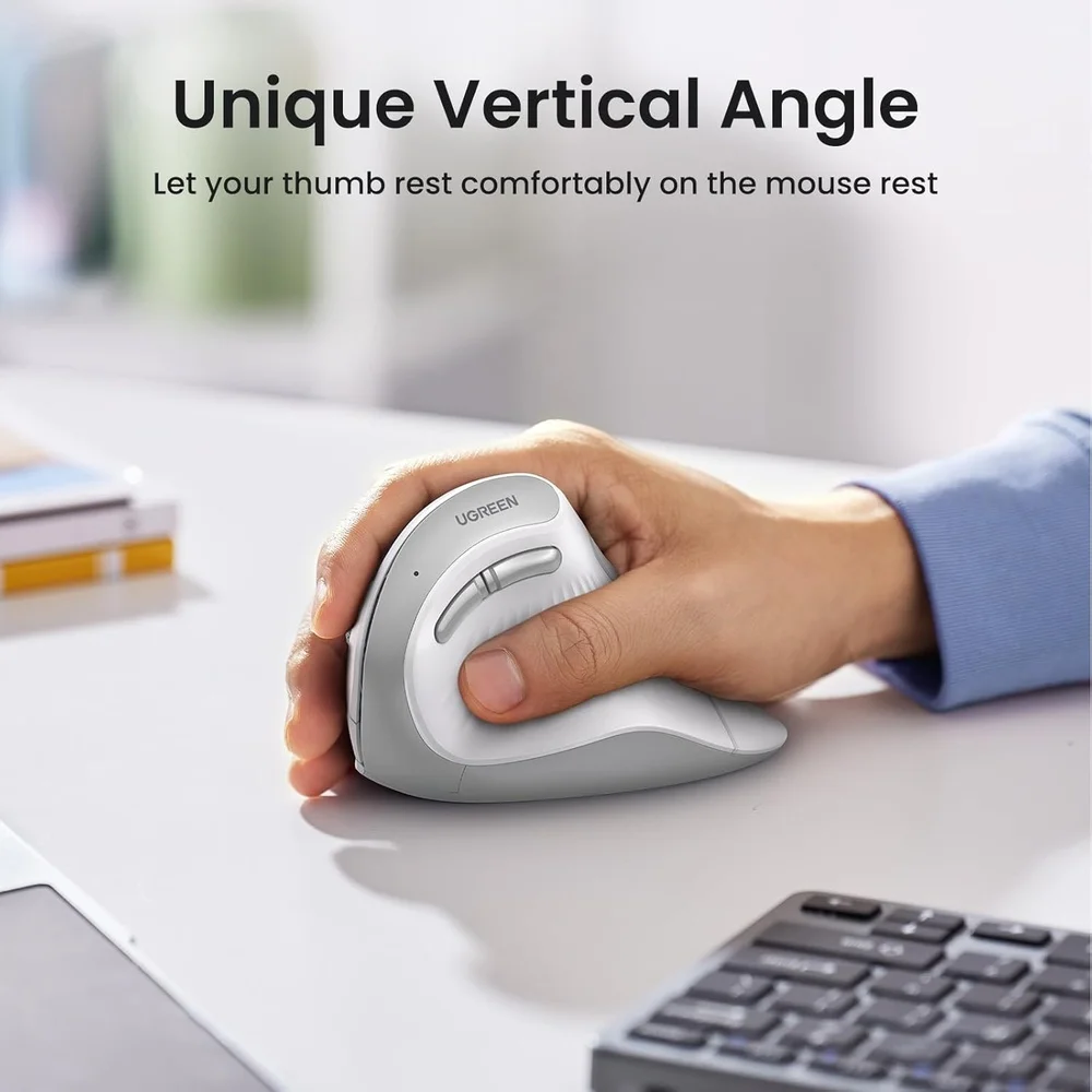 Imagem 4 de 5 do produto Mouse Vertical Ugreen Mu008 Sem Fio Bluetooth 2.4g Ergônico