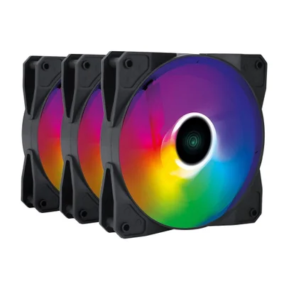 Kit Cooler Fan Gamer Para Gabinete 3un Vinik V.ring 5.0 Full Blade 120mm - LED Fixo 5 Cores - Fbladex3