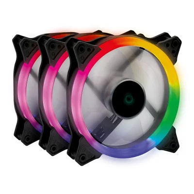 Kit Cooler Fan Gamer Para Gabinete 3un Vinik V.ring 5.0 Full Halo 120mm - LED Fixo 5 Cores - Fhalox3