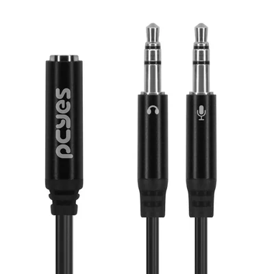 Cabo Adaptador Para Fone E Microfone Em Y P3 Fêmea Para P2 Macho - Preto - 15cm - P3y-15