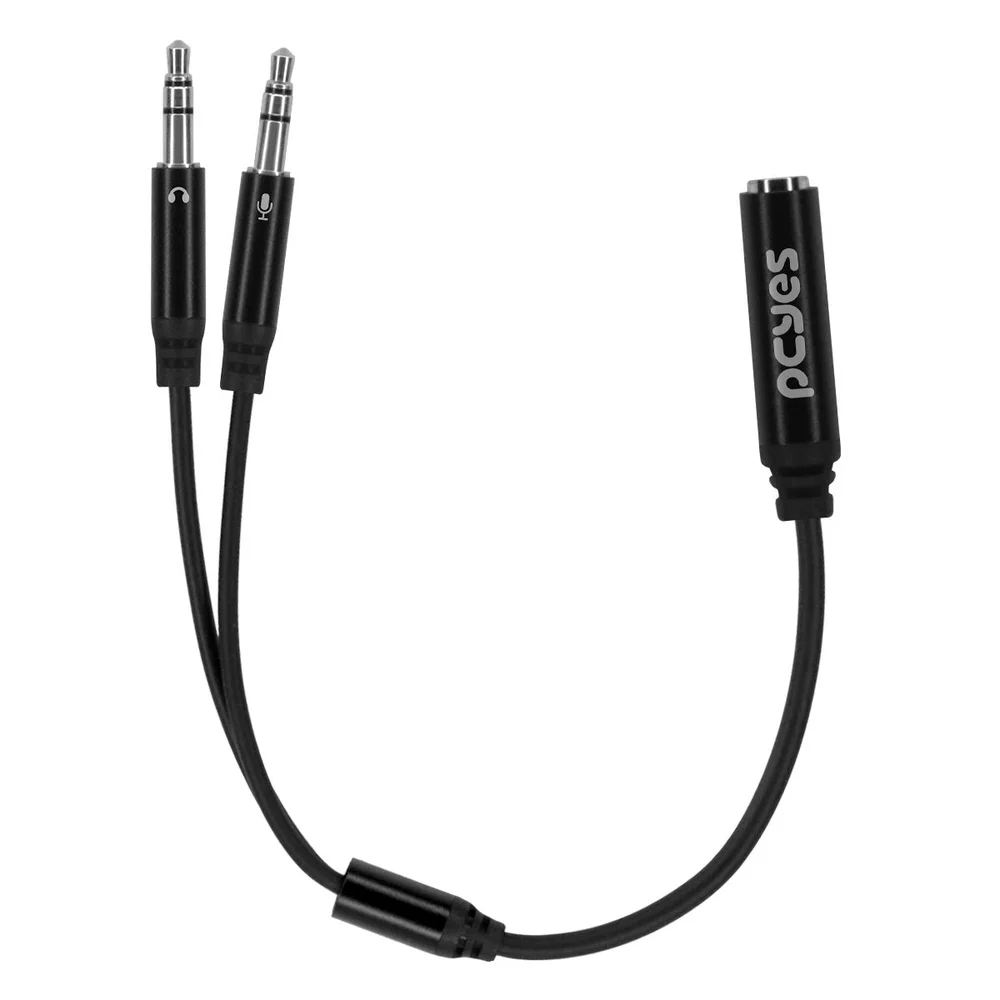 Imagem 3 de 4 do produto Cabo Adaptador Para Fone E Microfone Em Y P3 Fêmea Para P2 Macho - Preto - 15cm - P3y-15