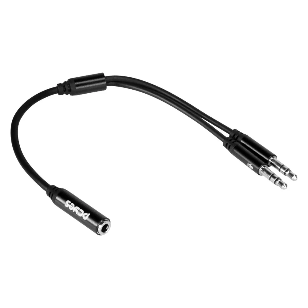 Imagem 4 de 4 do produto Cabo Adaptador Para Fone E Microfone Em Y P3 Fêmea Para P2 Macho - Preto - 15cm - P3y-15