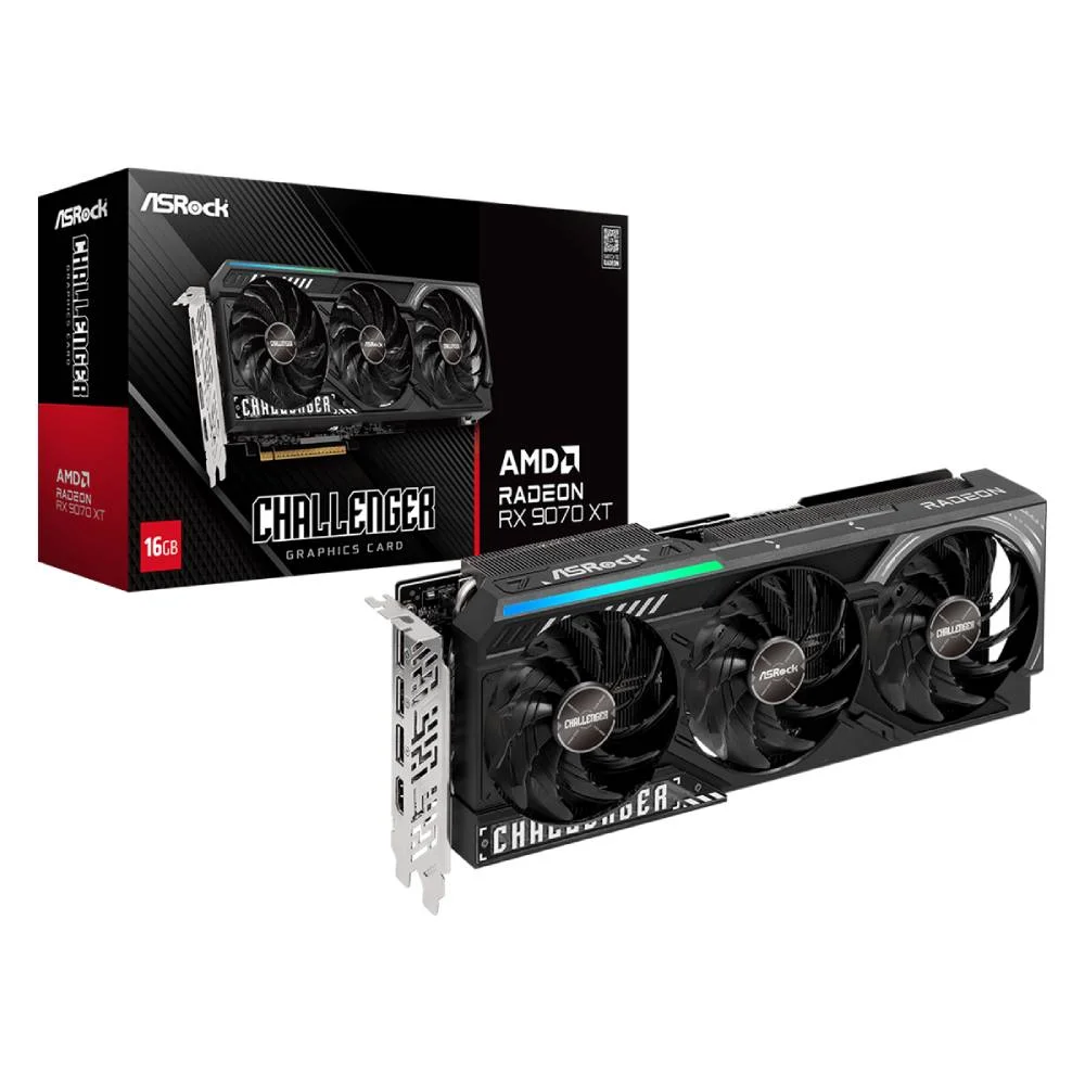 Placa De Vídeo Asrock Amd Radeon Rx 9070 Xt Challenger 16gb Gddr6 256 Bits - 90-ga61zz-00uanf
