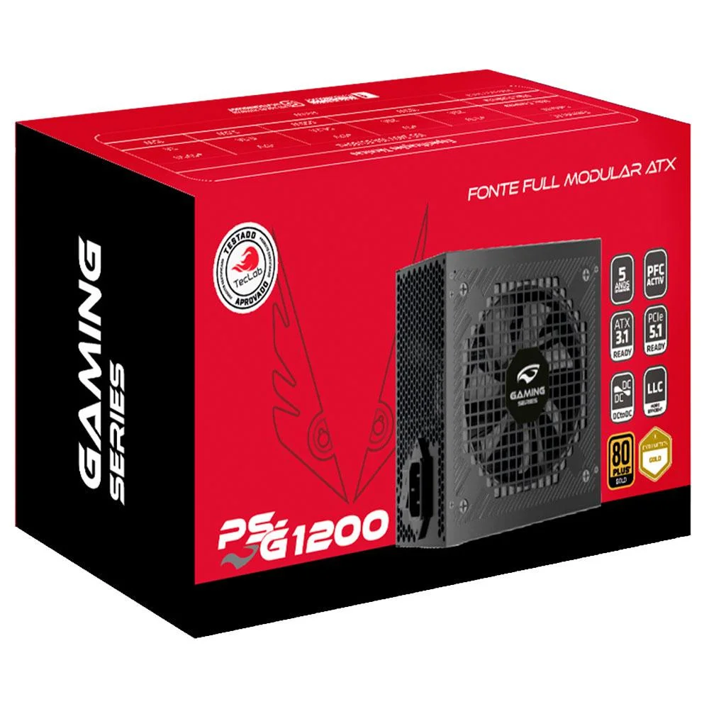 Imagem 3 de 4 do produto Fonte De Alimentação Atx 1200w Ps-g1200 80 Plus Gold Teclab Cybernetics