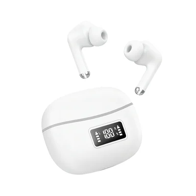 Fone De Ouvido Sem Fio Com Tela LED T-206 Branco