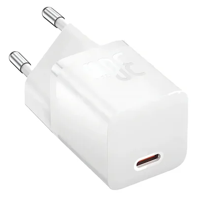 Carregador Turbo Baseus 30w Usb-c Gan5 Compacto Cor Branco