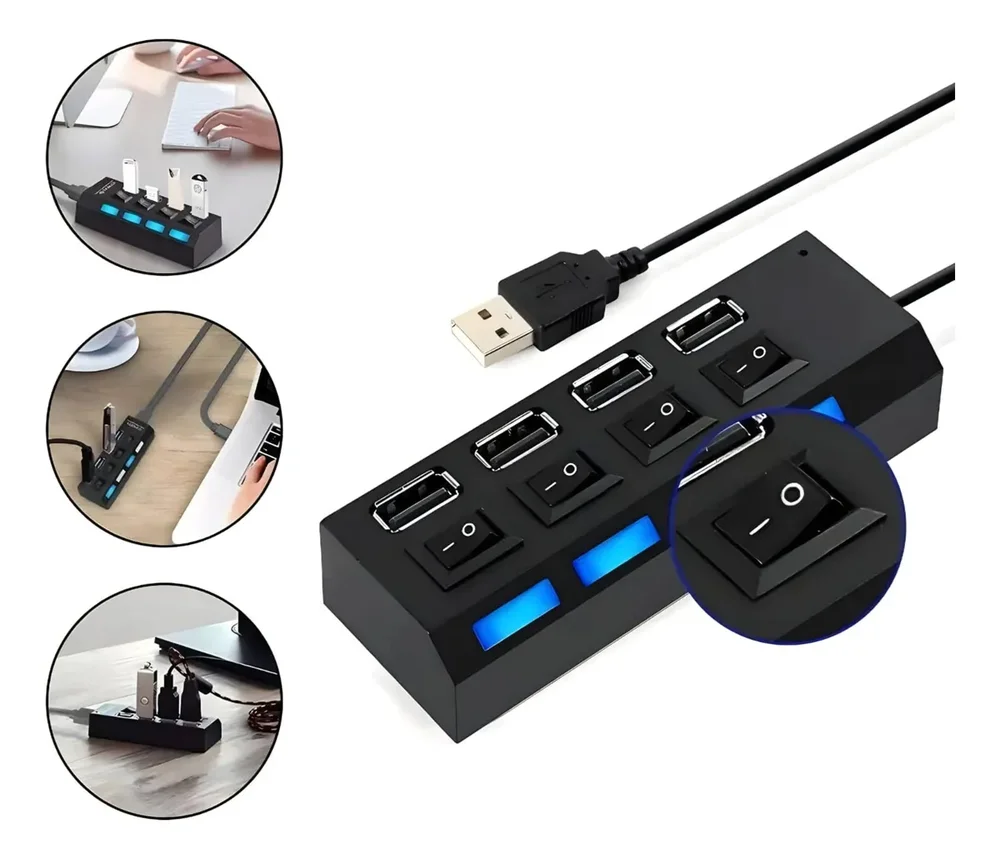 Imagem 2 de 4 do produto Hub Usb 4 Portas Knup Hb-t63 Preto