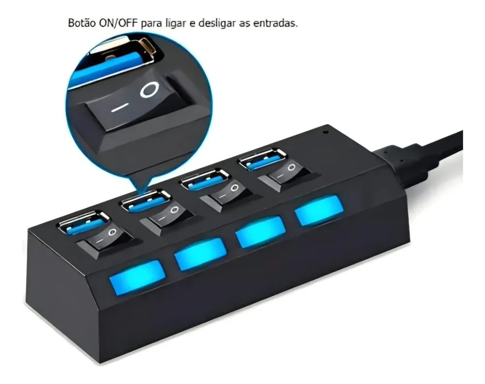 Imagem 3 de 4 do produto Hub Usb 4 Portas Knup Hb-t63 Preto