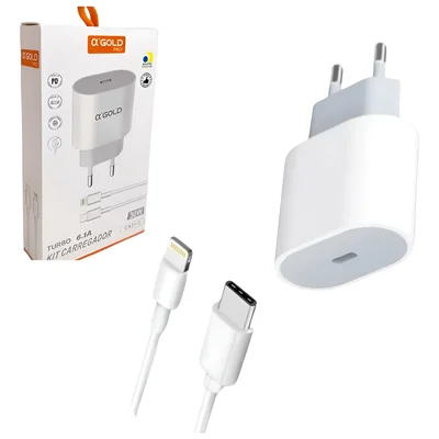 Carregador E Cabo Turbo 30w Para Iphone Tipo-c P / Lightning