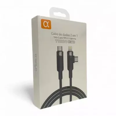 Cabo De Dados 2 Em 1 Tipo-c Para Tipo-c 60w+ Lightning Turbo 30w Cb113 – 3a Reforçado