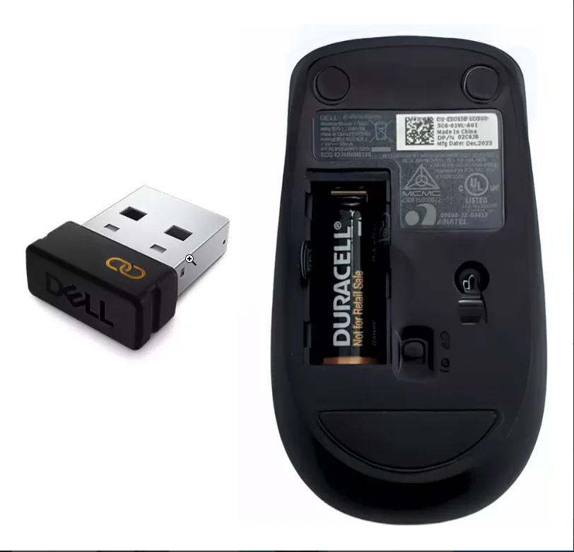 Imagem 2 de 3 do produto Mouse Sem Fio Dell Wm118 Óptico 1000 Dpi Preto Usb