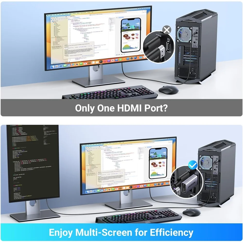 Imagem 3 de 5 do produto Ugreen Adaptador Displayport P/hdmi 4k Unidirecional 2 PCs