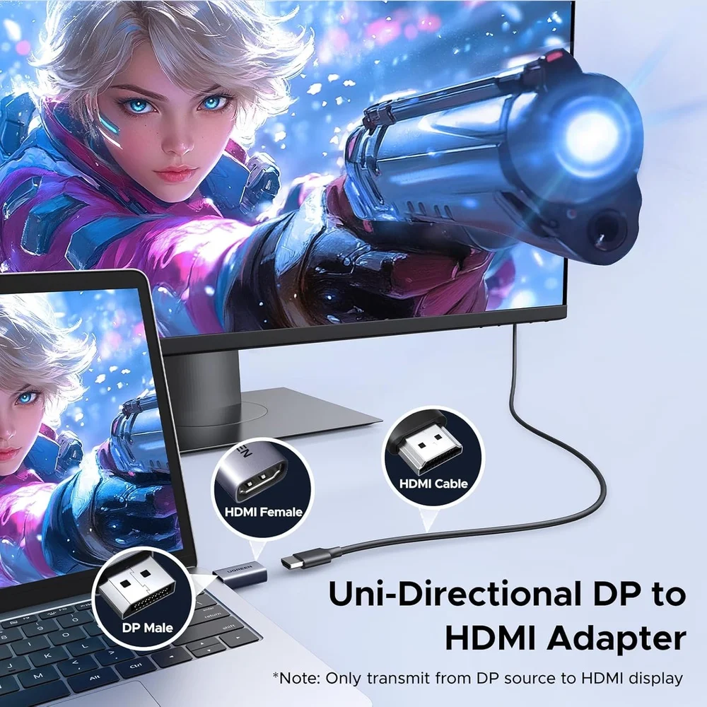 Imagem 5 de 5 do produto Ugreen Adaptador Displayport P/hdmi 4k Unidirecional 2 PCs