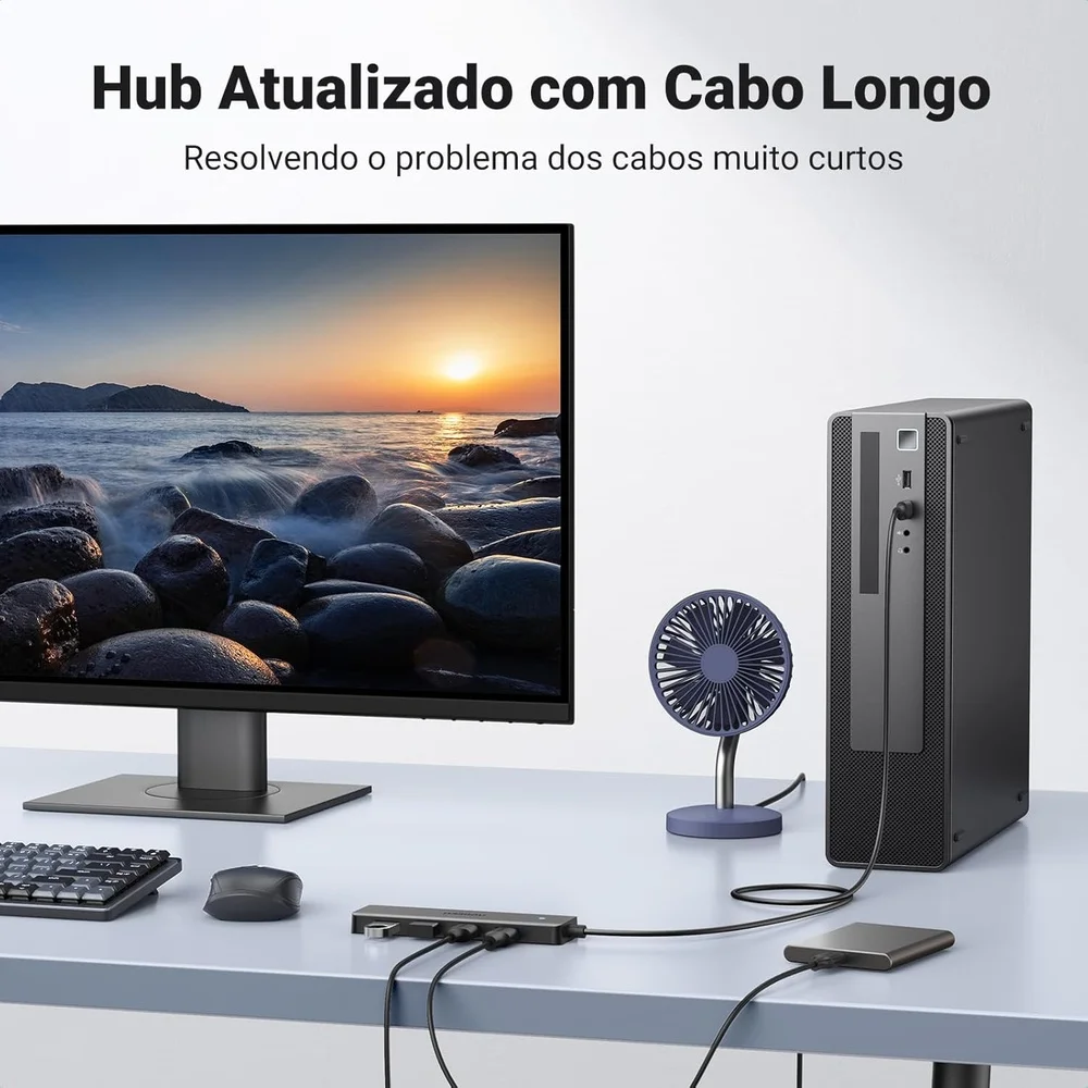 Imagem 2 de 5 do produto Hub Usb 3.0 Ugreen 4 Portas Expansor Ultra Fino Notebook PC