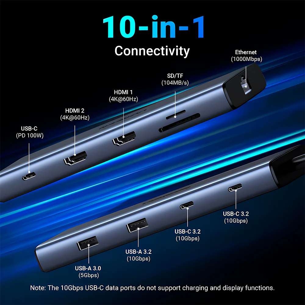 Imagem 3 de 5 do produto Hub Usb-c Ugreen 10 Em 1 HDMI 4k Usb-a/c Lan Micro/sd Pd