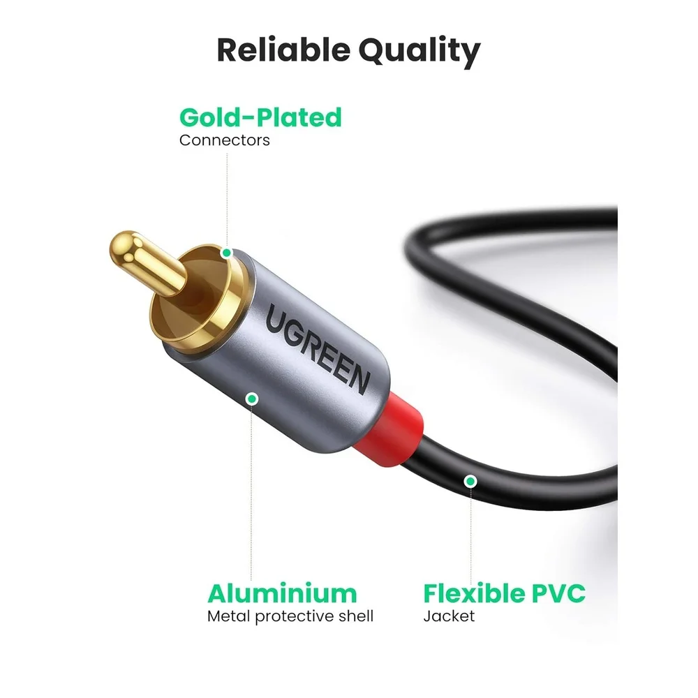 Imagem 2 de 5 do produto Cabo Áudio Ugreen Usb-c Para Rca Macho 1,5m Som Estéreo