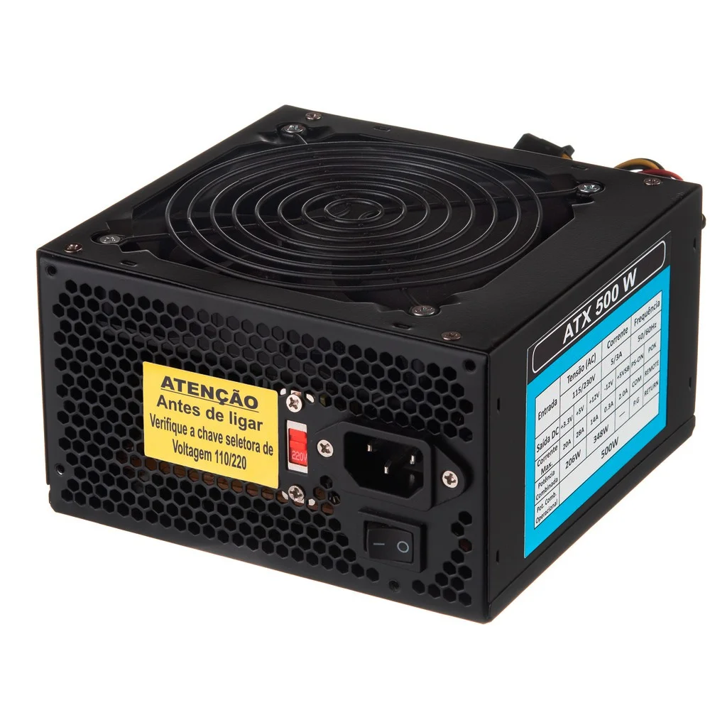 Imagem 5 de 5 do produto Fonte Atx 500w Para PC Bivolt Manual Foneng Hdw-0004 S/ Cabo