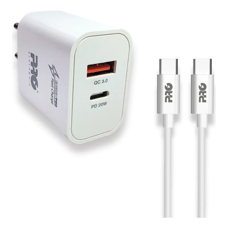 Kit Carregador Ultrarrápido + Cabo Usb C Para Usb C Qualidade Premium