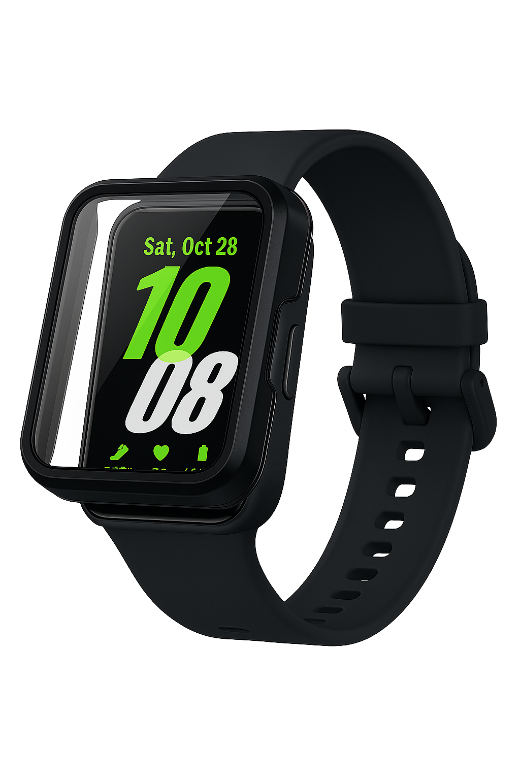 Capa Case Em Vídro Compatível Com Samsung Fit3 Smartwatch Cor:preto