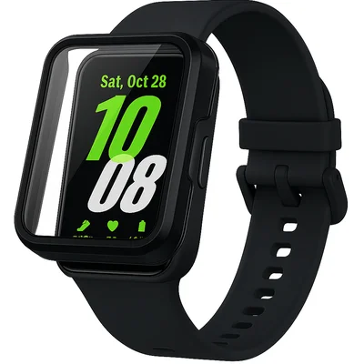 Capa Case Em Vídro Compatível Com Samsung Fit3 Smartwatch Cor:preto