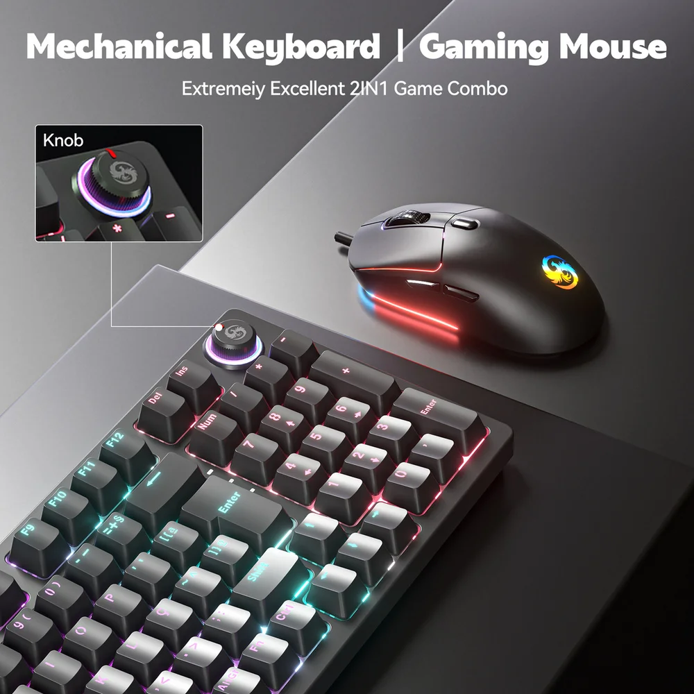 Imagem 2 de 5 do produto Kit Teclado Mecânico E Mouse Gamer RGB 7200 Dpi Switch Red Fire Phoenix Bk-08 Rosa
