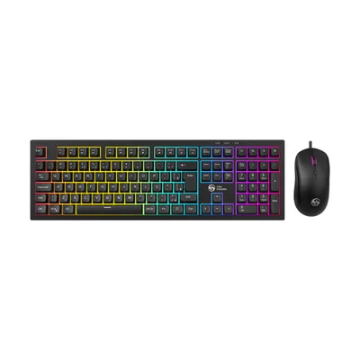 Kit Teclado Mouse Membrana Com Fio Usb LED RGB Silencioso Preto Fire Phoenix Bk-t2 Preto
