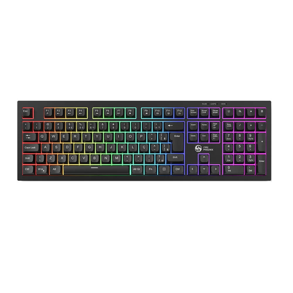 Imagem 5 de 5 do produto Kit Teclado Mouse Membrana Com Fio Usb LED RGB Silencioso Preto Fire Phoenix Bk-t2 Preto