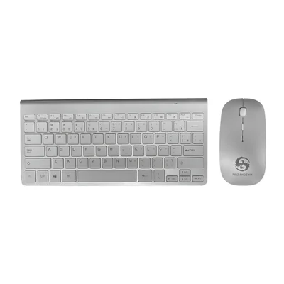Kit Teclado Com Mouse Adaptador Usb Sem Fio Wireless 2.4ghz PC Fire Phoenix Wb-8066 Branco