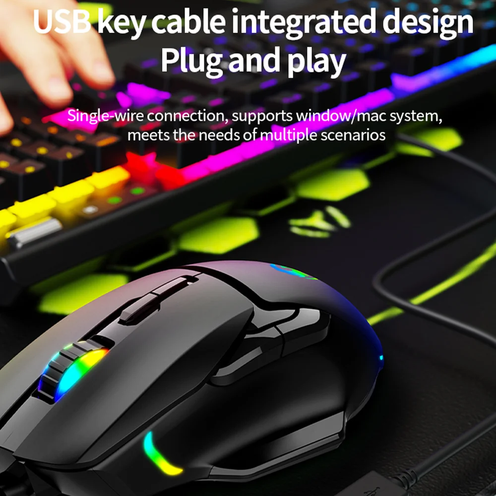 Imagem 3 de 5 do produto Teclado Gamer Mecanico Switch Red LED RGB Com Mouse Gamer 7 Botões 7200 Dpi Fire Phoenix Bk-10 Branco