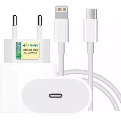 Carregador Turbo 20w Cabo/lightning Usb.c Compatível Iphone 11 12 13 Pro Max X Xr Xs
