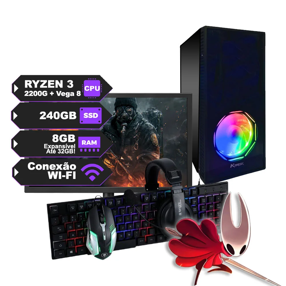 PC Gamer Completo Ryzen 3 2200g C Placa De Vídeo