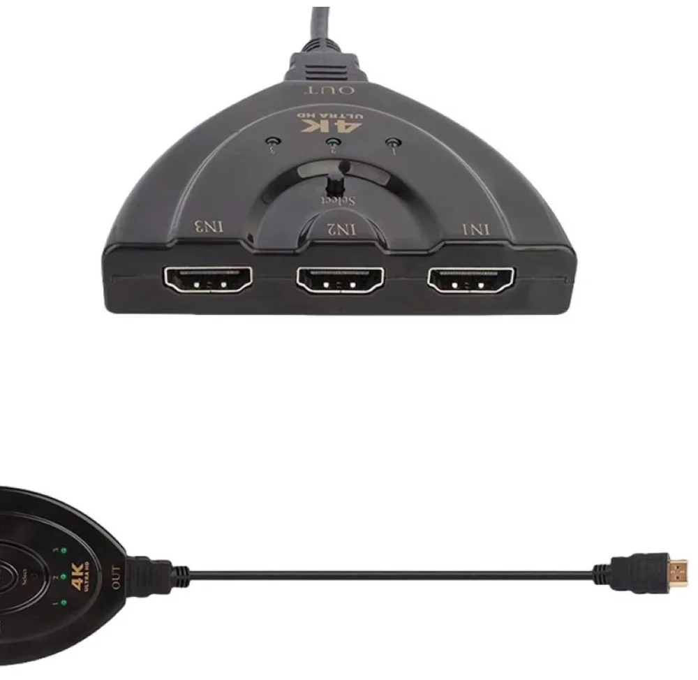 Imagem 2 de 4 do produto Switch HDMI 3 Portas 4k Com Botão – Seletor HDMI 3x1