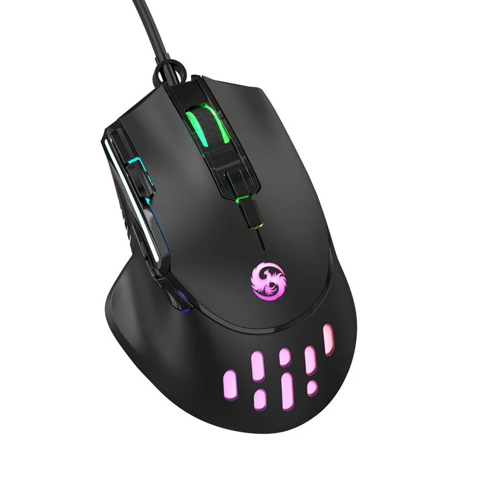 Imagem 5 de 5 do produto Kit Teclado Gamer Mecanico Switch Blue Abnt2 + Mouse Gamer Ergonomico Dpi 12800 LED RGB Usb PC Fire Phoenix Bk-04 Preto