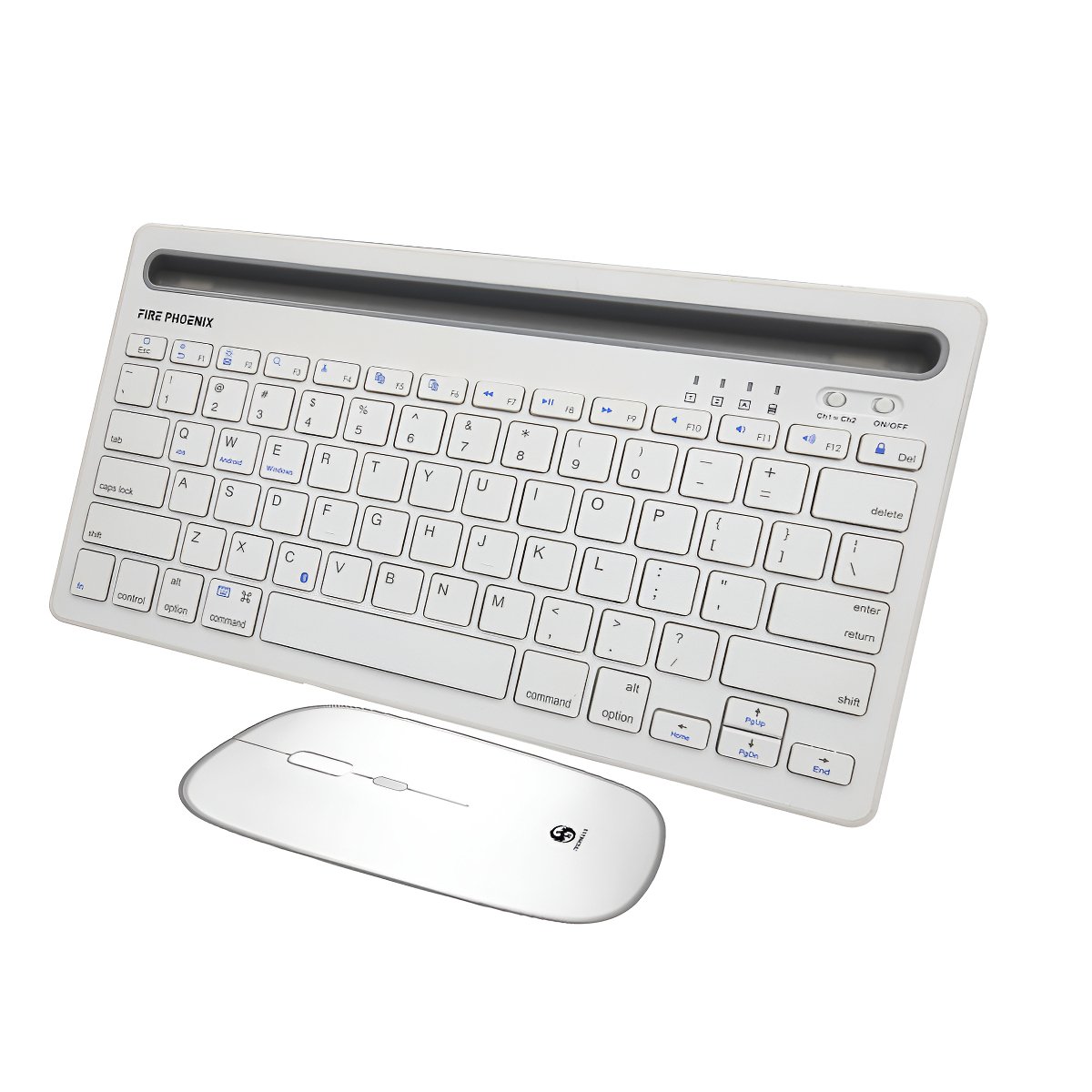 Kit Teclado E Mouse Wirelles Sem Fio Bluetooth Compativel Com Android Ios Fire Phoenix Bk-8089 Branco