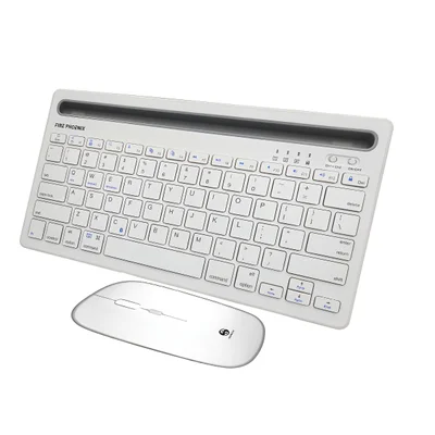 Kit Teclado E Mouse Wirelles Sem Fio Bluetooth Compativel Com Android Ios Fire Phoenix Bk-8089 Branco