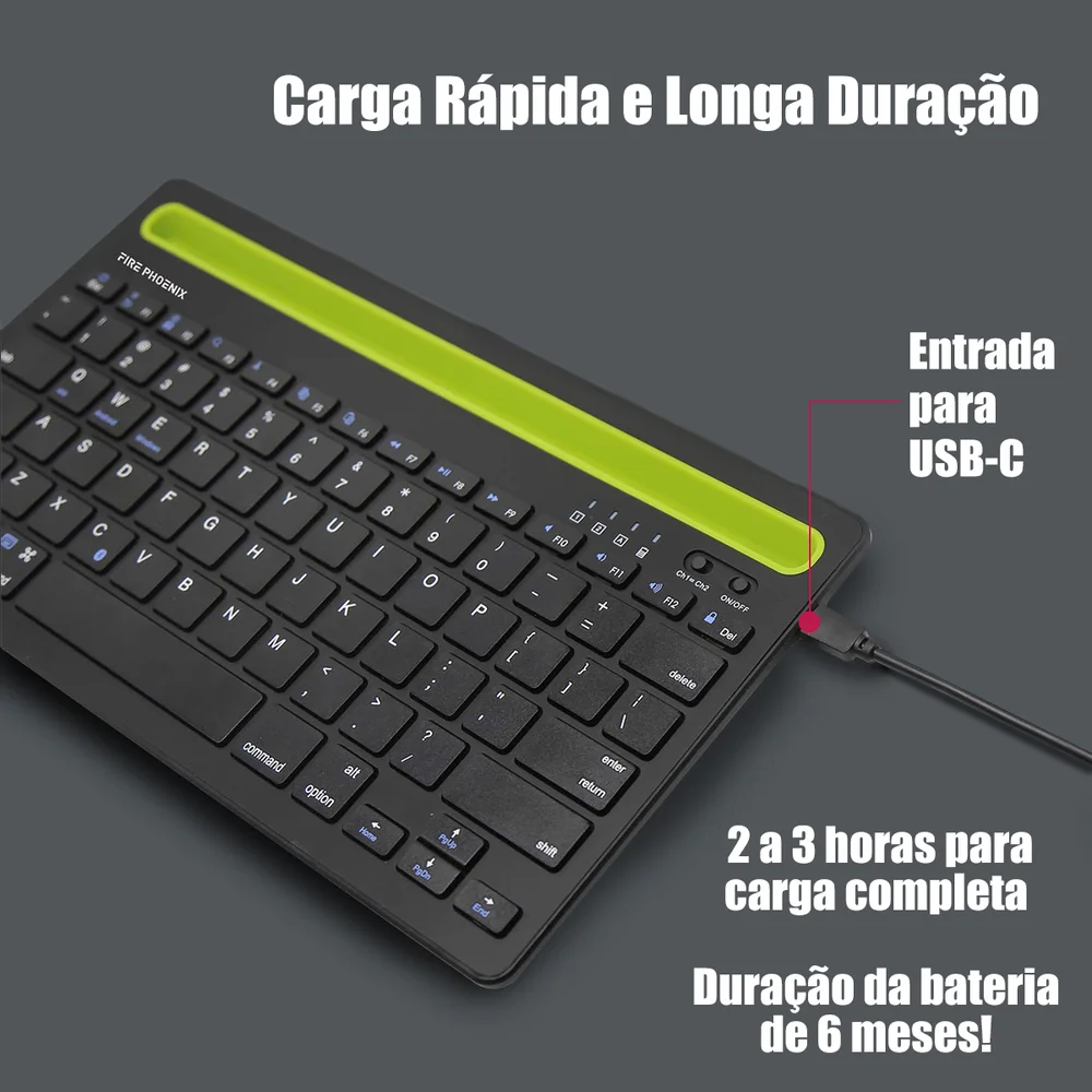 Imagem 5 de 5 do produto Kit Teclado E Mouse Wirelles Sem Fio Bluetooth Compativel Com Android Ios Fire Phoenix Bk-8089 Branco