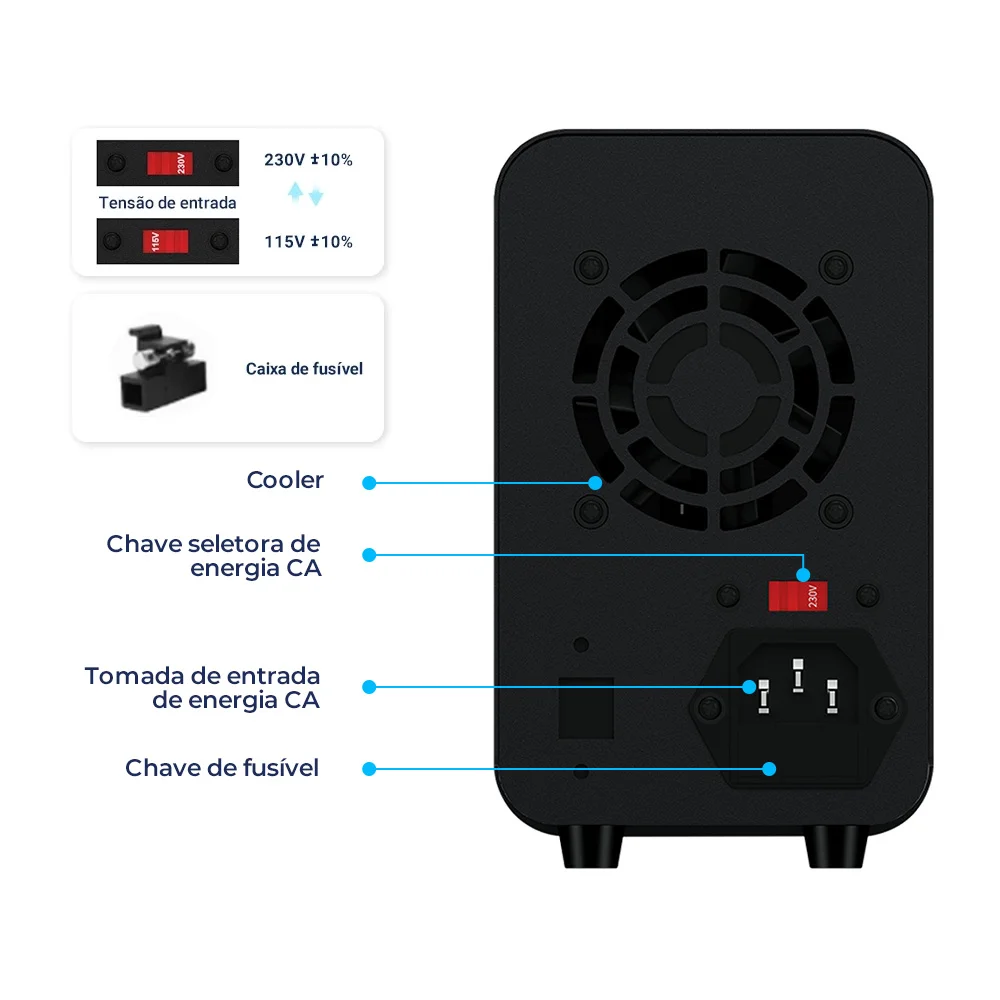 Imagem 4 de 5 do produto Fonte De Bancada Wanptek Gps3010d 30v 10a 300w Preto