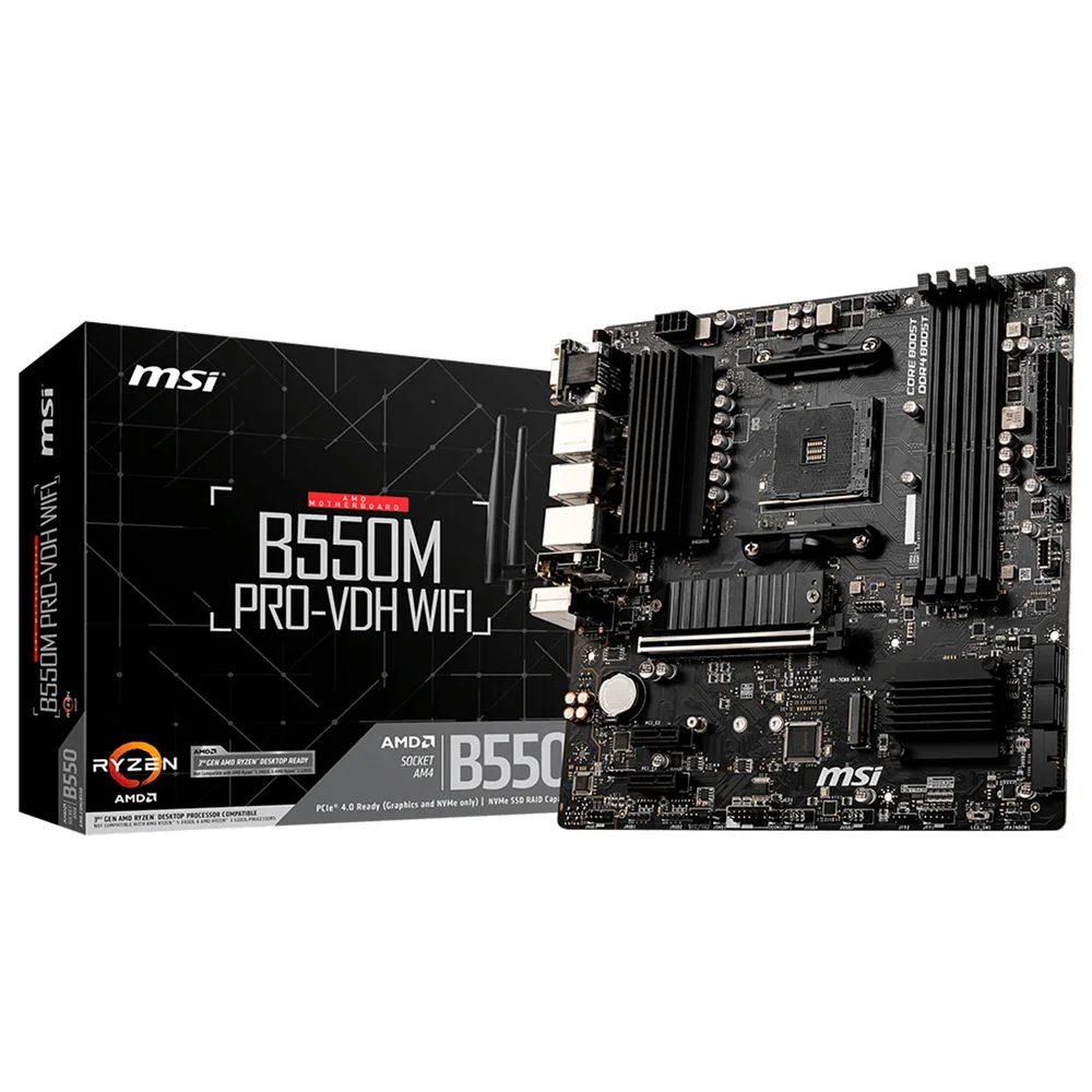 Placa Mãe Msi B550 Pro-vdh, Amd Am4, Ddr4, Micro Atx, Chipset Amd B550 - 911 7c95 084 4